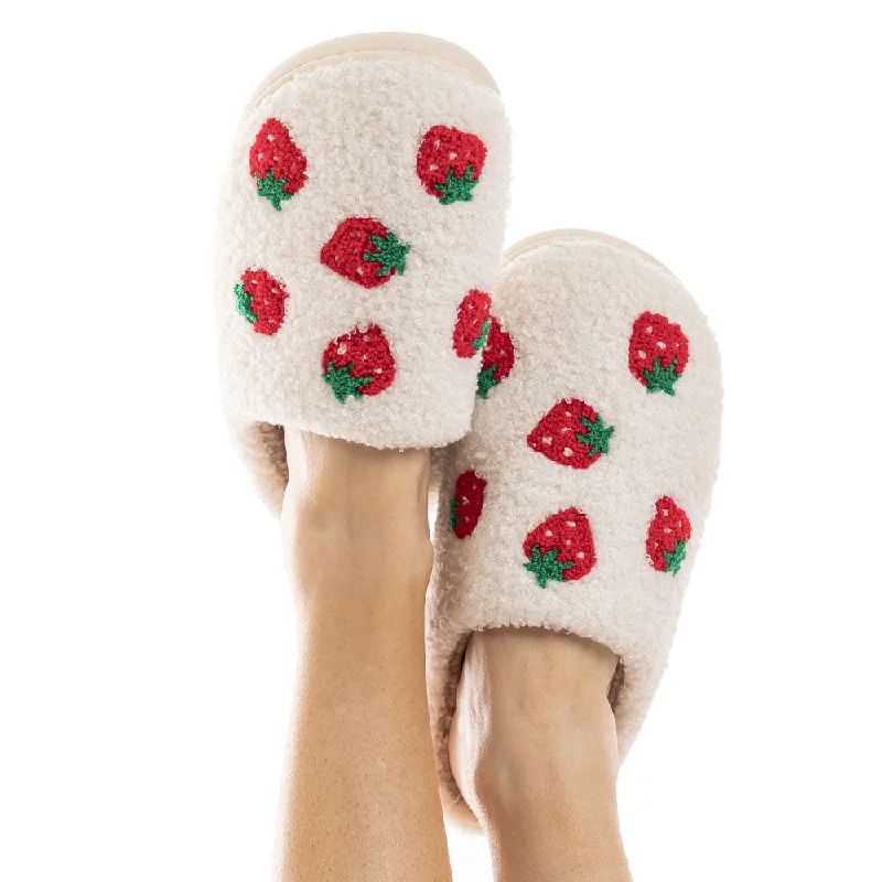 Strawberry Fuzzy Slippers for Women