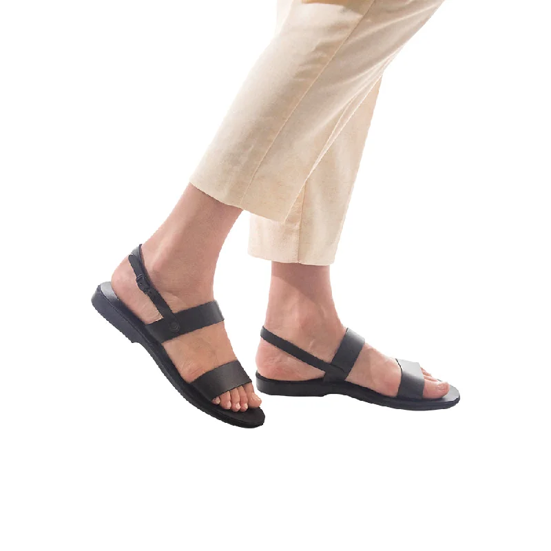 Ziv - Leather Double Strap Sandal | Black