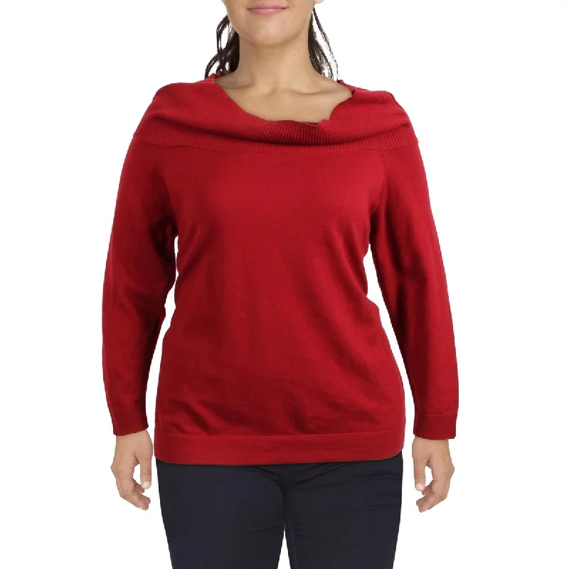 Anne Klein Womens Cold Shoulder Cashmere V-neck sweaters