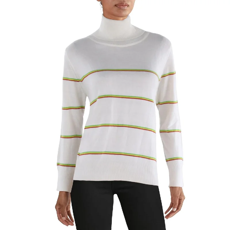 Madeleine Thompson Womens Ribbed Trim Long Sleeve Turtleneck Sweater Elegant sweaters