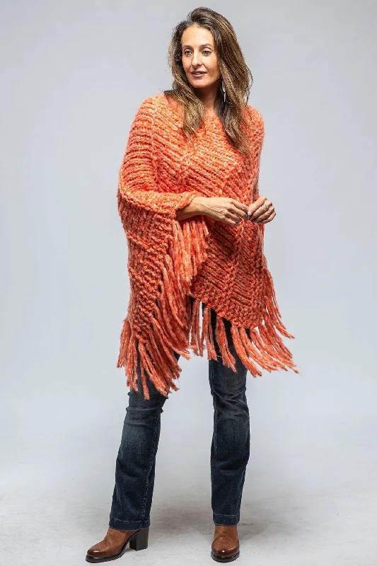 Soliana Cashmere Poncho In Melon Flame Formal sweaters