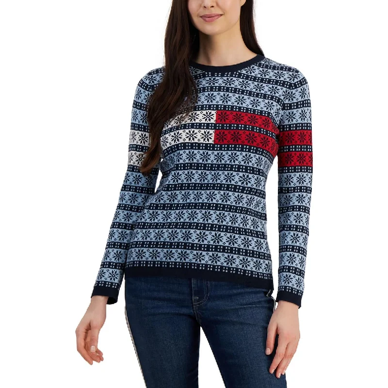 Tommy Hilfiger Womens    Crewneck Colorblock Pullover Sweater Fleece sweaters