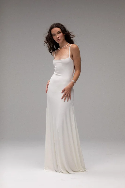 Open Back Knit Dress Sleeveless Wedding Dress