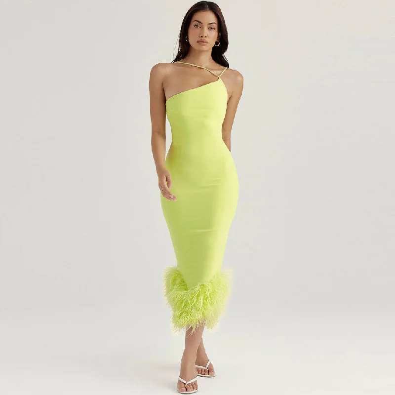 Trim Sleeveless Bodycon Cocktail Midi Dress - Lime Green Graduation midi dresses