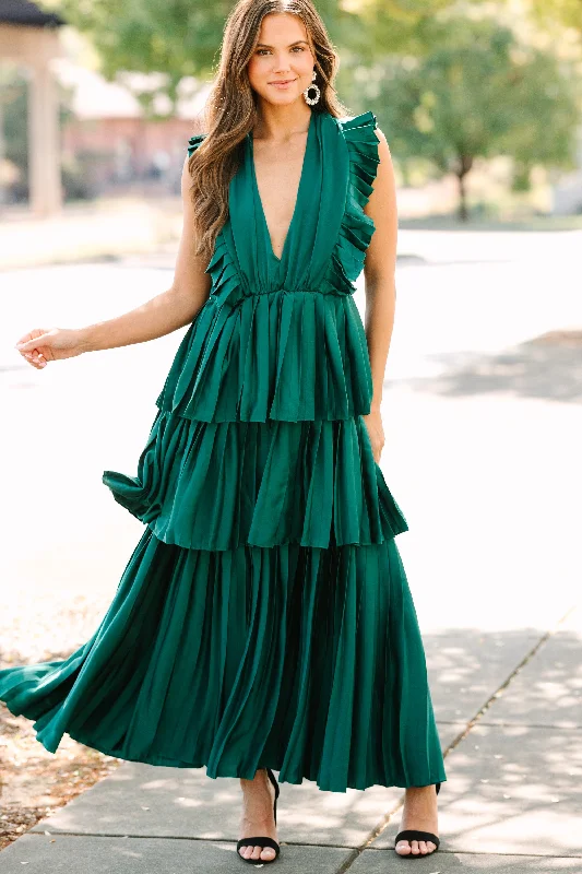 For The Drama Apline Green Ruffled Midi Dress Best midi dresses for petites