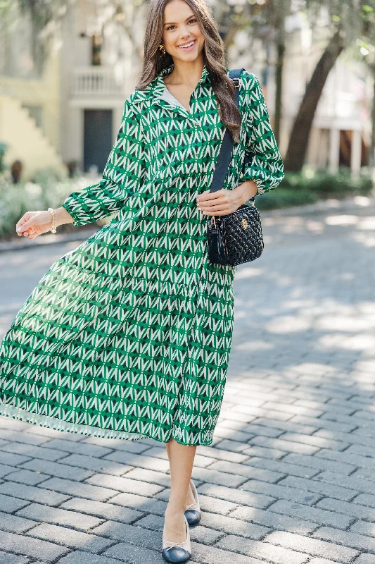 Give Your All Green Abstract Midi Dress Discounted midi dresses