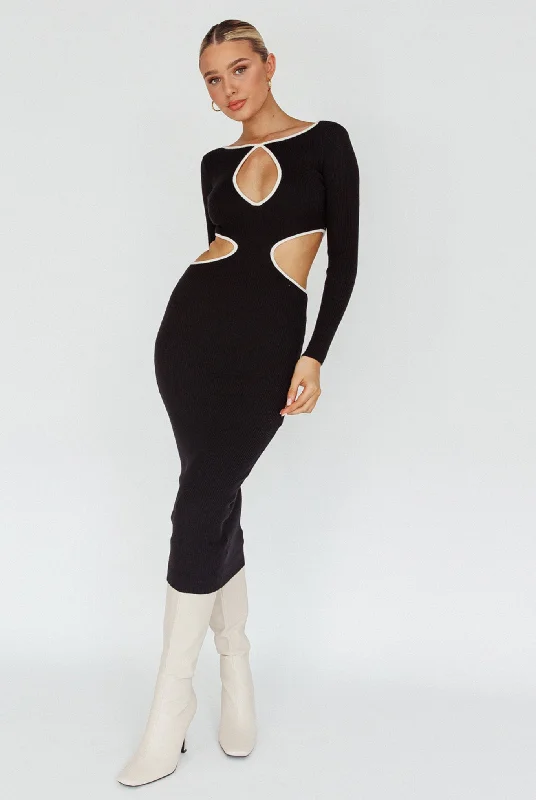 Jovie Keyhole Knit Midi Dress Black Versatile midi dresses for all occasions