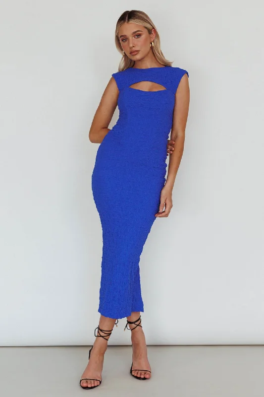 Osaka Lace-Up Back Midi Dress Cobalt