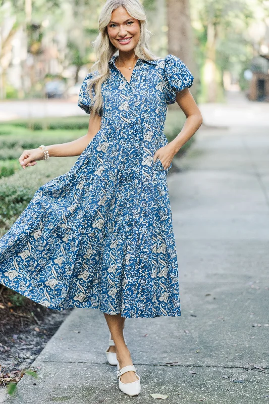 Perfect For You Navy Paisley Button Down Midi Dress Best midi dresses for summer vacation