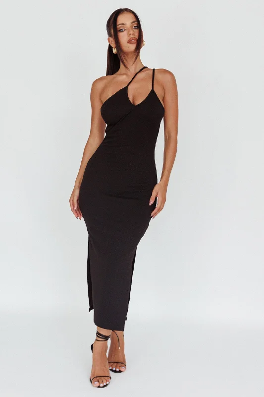 Planets Align Double Strap Midi Dress Black Women's midi dresses