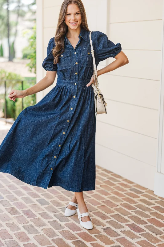 Still The One Medium Wash Denim Midi Dress Summer midi dresses