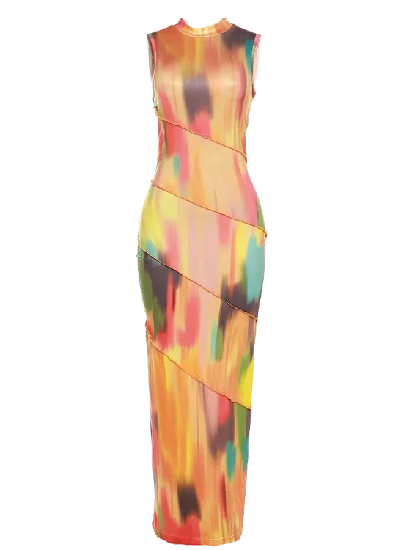 A&A Patched Aura Maxi Dress Stretchy maxi dresses