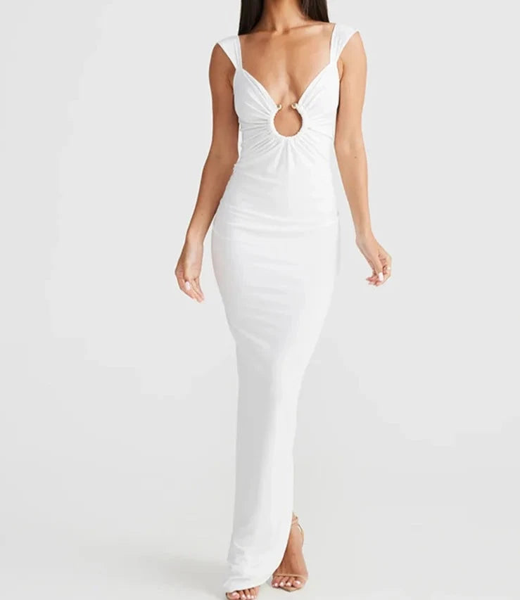 A&A V-neck Slip Backless Evening Maxi Dress Cotton maxi dresses