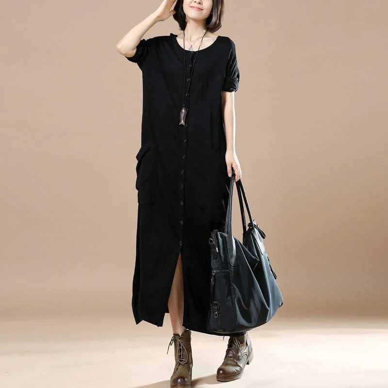 Black tunic oversized knit maxi dresses long sweater dress long sleeve Best maxi dresses for summer vacation