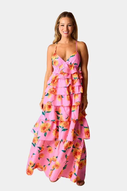 Callie Tiered Maxi Dress - Sunflower PrettyLittleThing maxi dresses