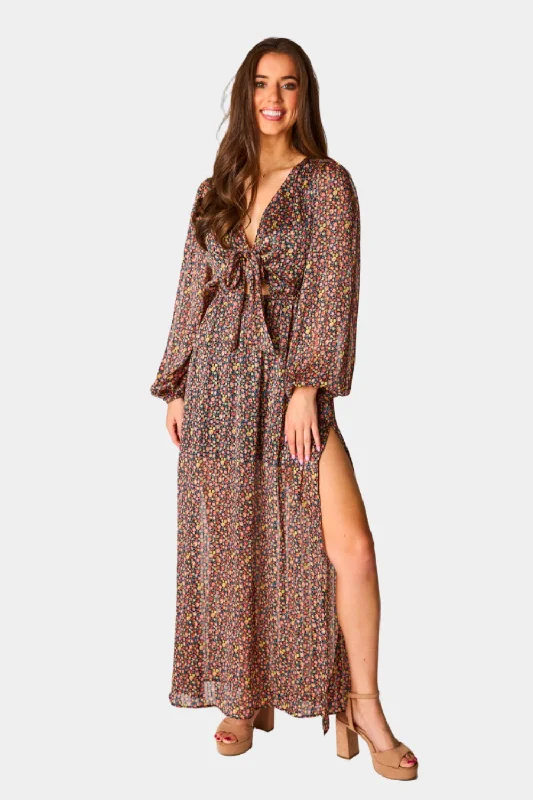 Desirae Long Sleeve Maxi Dress - Color Burst Formal maxi dresses