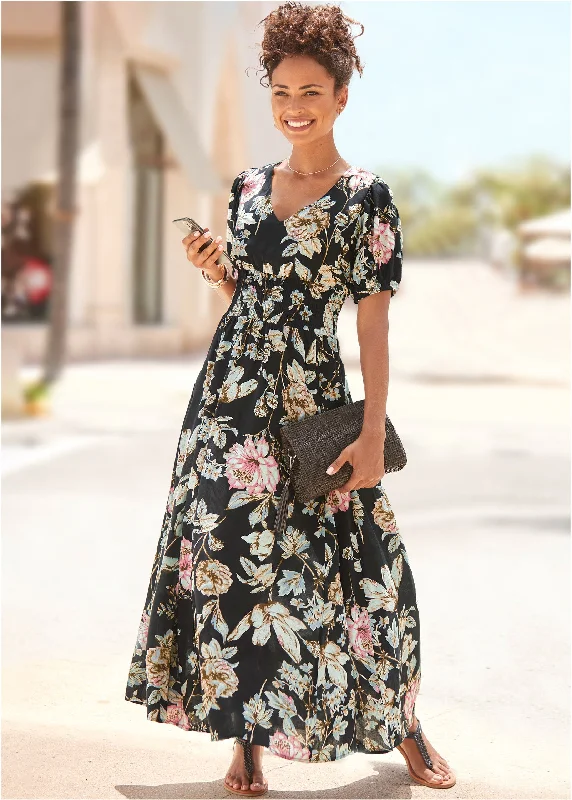 Floral Maxi Dress - Black Multi New Year's Eve maxi dresses