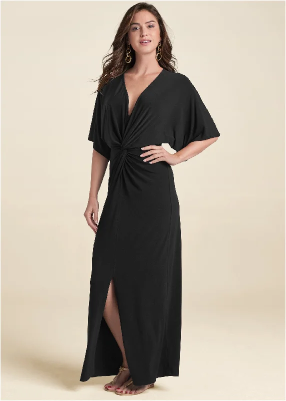 Twist Front Maxi Dress - Black Best maxi dresses for plus size