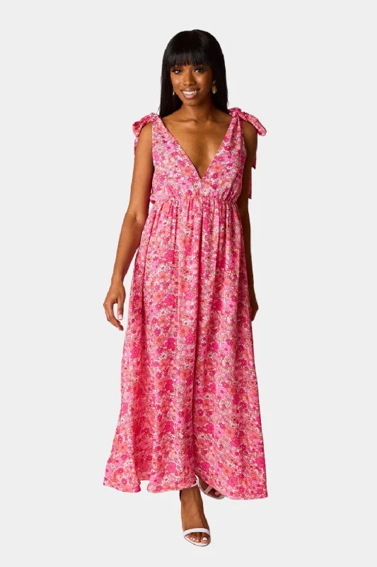 Meme Tie-Shoulder Maxi Dress - Hawaiian Sun Minimalist maxi dresses