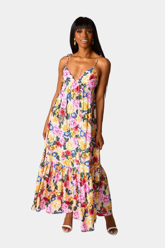 Soleil Tie-Shoulder Maxi Dress - Monet Shein maxi dresses