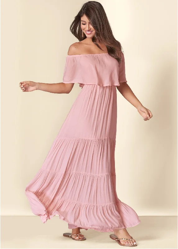 Tiered Maxi Dress - Blush Birthday maxi dresses