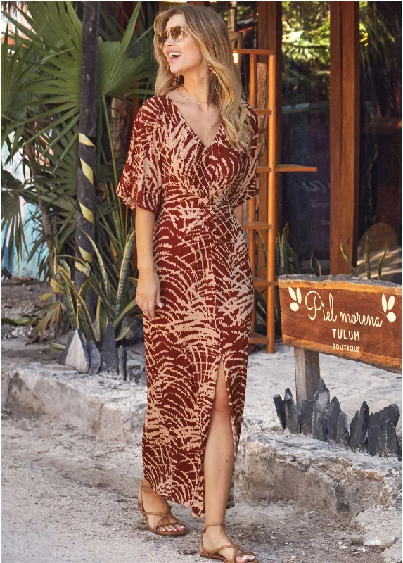 Twist Front Maxi Dress - Mystic Palm Festival maxi dresses