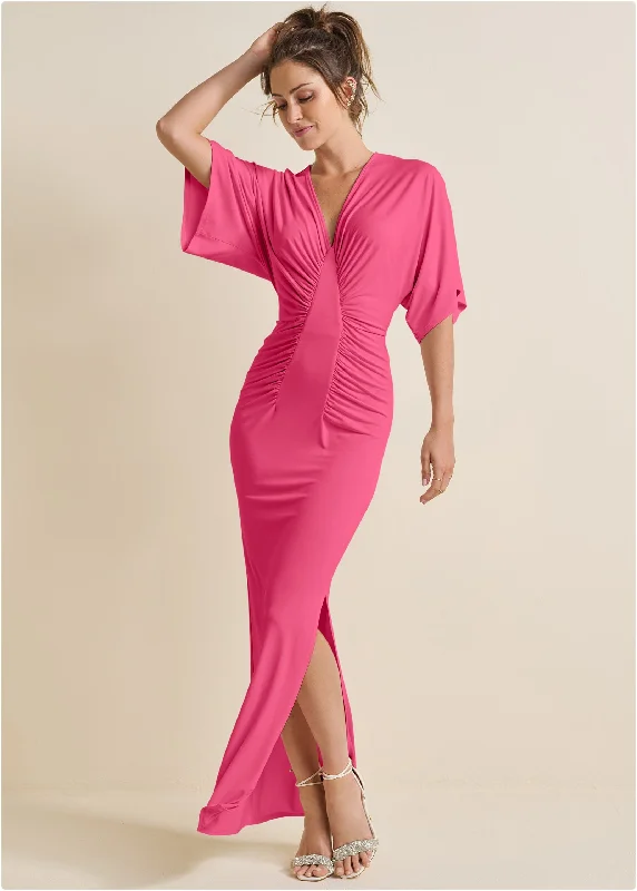 Drape Sleeve Maxi Dress - Hot Pink Best maxi dresses for elegant looks