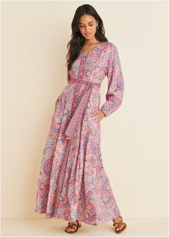 Tie-Waist Maxi Dress - Venetian Paisley Best maxi dresses for curvy figures