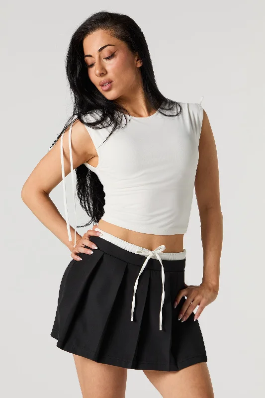 Contrast Drawstring Skort High-low unclassified skirts