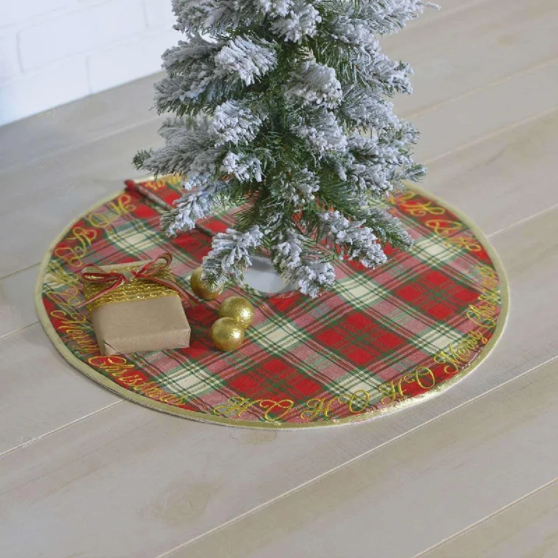 HO HO Holiday Mini Christmas Tree Skirt 21 VHC Brands Stylish Pleated Skirt