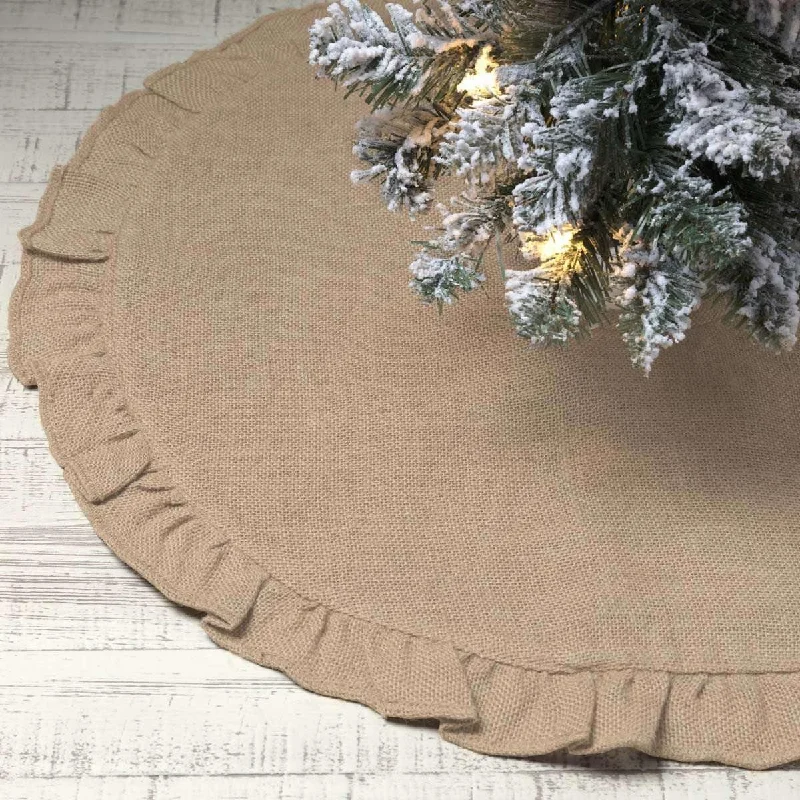 Jute Burlap Natural Mini Christmas Tree Skirt 21 VHC Brands Pleated Mini Skirt