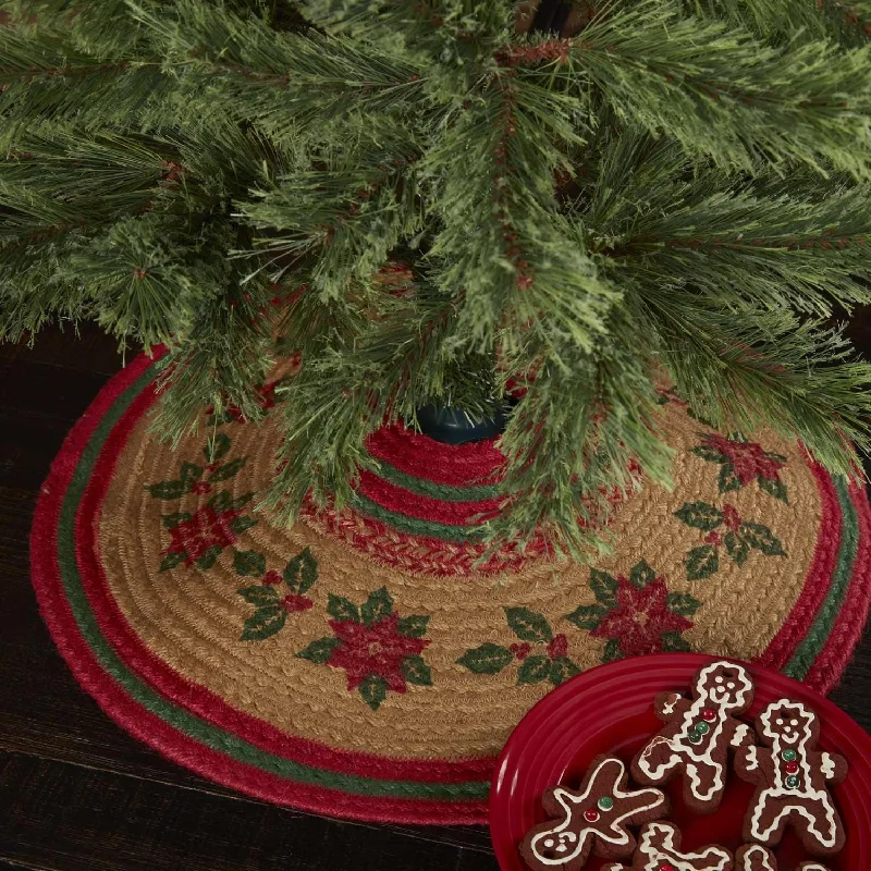 Poinsettia Jute Mini Christmas Tree Skirt 21 VHC Brands Mini Skirt Dress