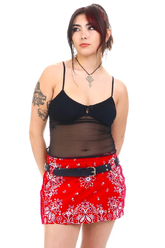 Vintage 90's Energie Bandana Print Mini Skirt - OSFM Button-down Mini Skirt