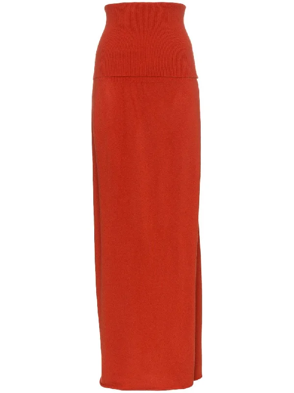 side slit wool-blend maxi skirt Comfortable Maxi Look