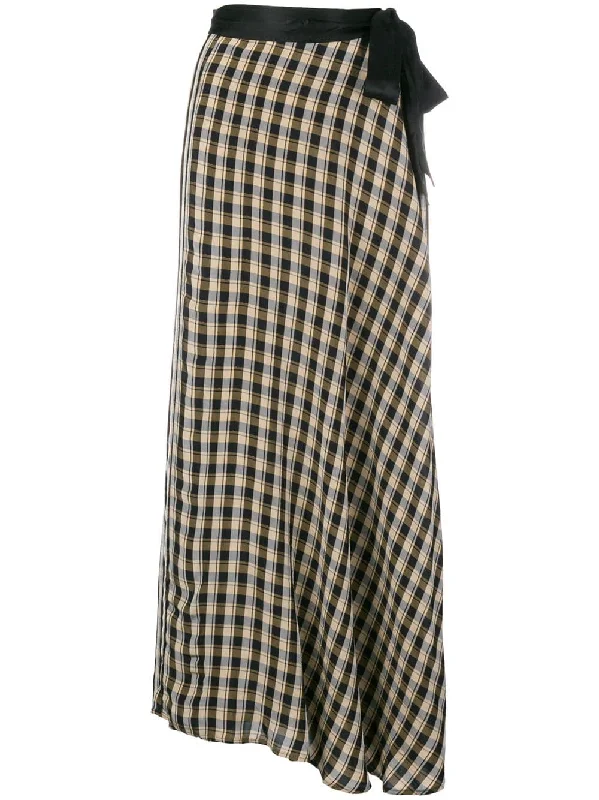 check flared maxi skirt Boho Chic Maxi