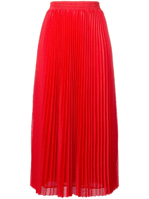 long pleated mesh skirt Embellished Maxi Skirt