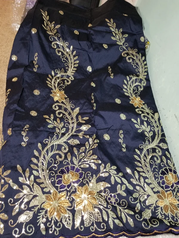 Clearance item: Navy blue taffeta silk Embriodery Geoge fabric. Original quality George for making African party dress. Indian-George sold per 5yards and price is for 5yds. ideal for 1st putting outfit for edo/Igbo traditional wedding Girls' party dresses