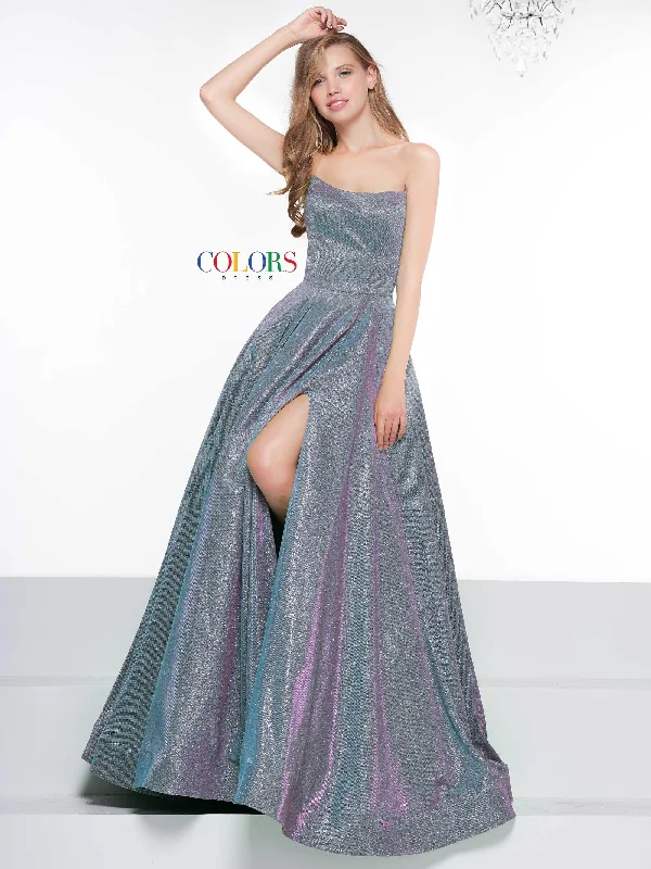 Colors 2078 Colors Prom Long Strapless Glitter Ball Gown Garden party dresses