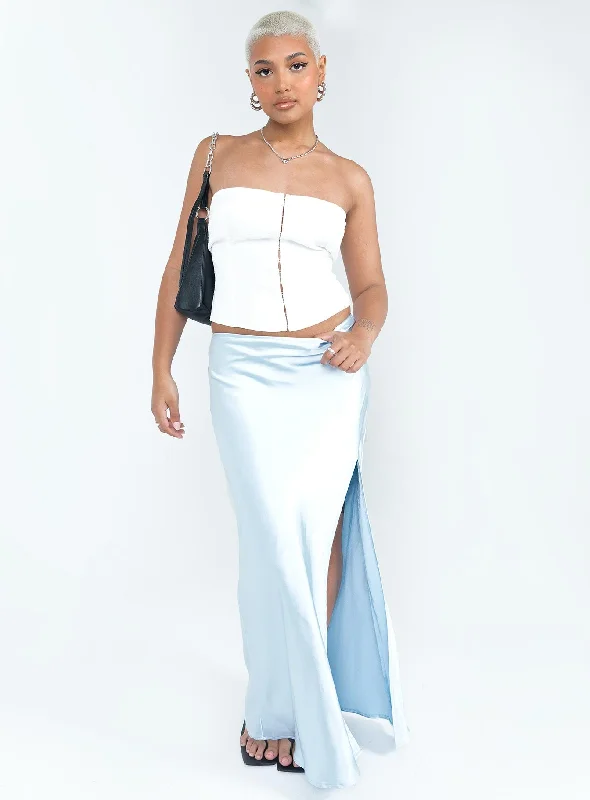 Don't Belong Maxi Skirt Blue Printed Long Skirt