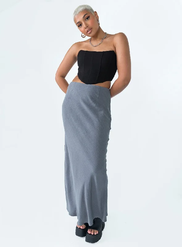 Jodie Maxi Skirt Grey Soft Flow Maxi