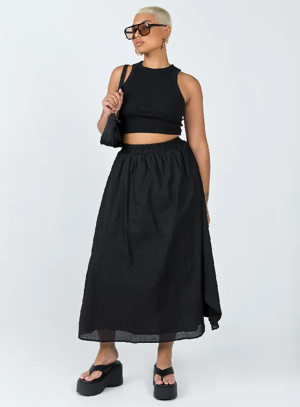 Leonie Maxi Skirt Black A-line Maxi Skirt