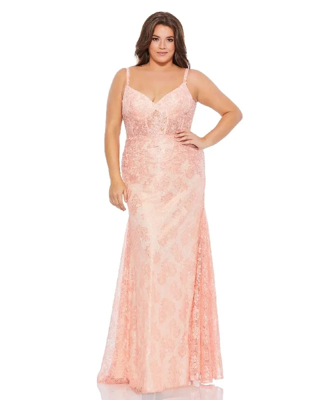 Mac Duggal 49325 Fabulouss Long Plus Size Lace Gown Sale Halter party dresses