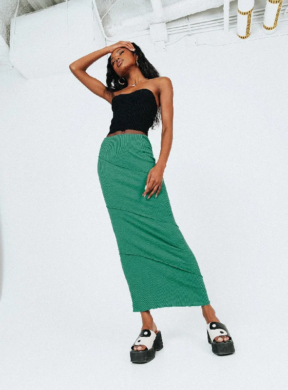 Oscar Maxi Skirt Forest Green Flowing Maxi Skirt