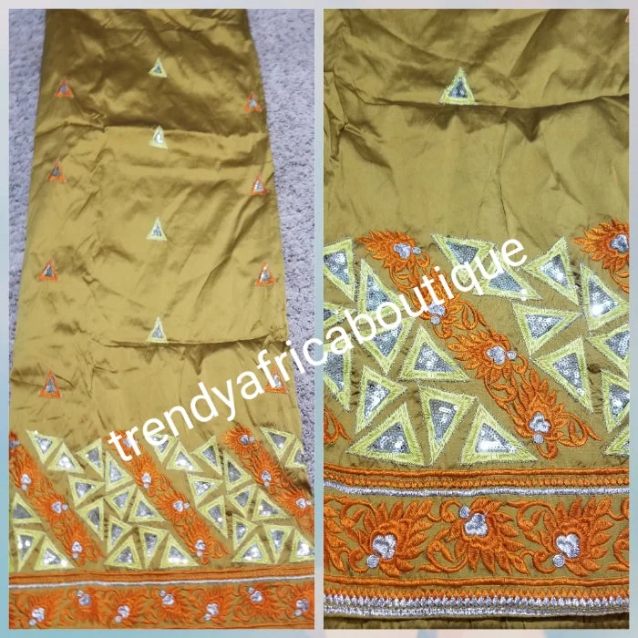 Sale sale: Gold/Orange Embriodery Silk George. Top quality Indian-George for making Nigerian/African party dress. Sold per 5yds. Price is for 5yds. ASOS party dresses