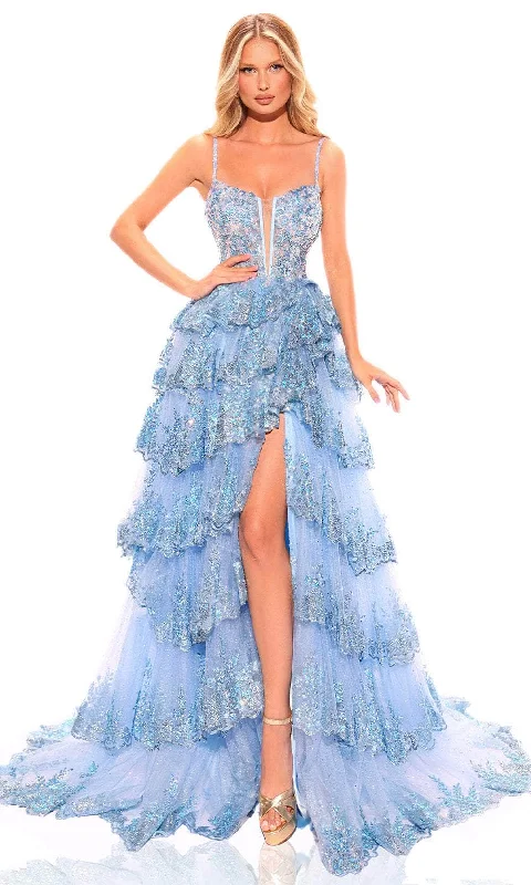 Amarra 88745 - Scallop Tiered Prom Dress with Slit Anniversary unclassified dresses