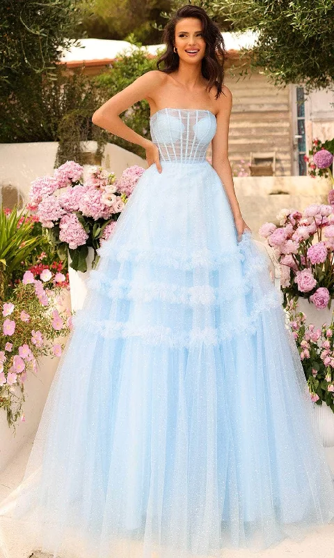 Amarra 88794 - Sheer Corset Prom Dress with Slit Bold pattern unclassified dresses