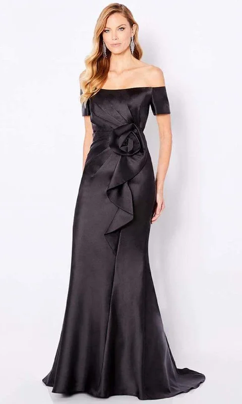 Cameron Blake - 221693 Off-Shoulder Silk A-Line Mother of the Bride Dress Metallic unclassified dresses