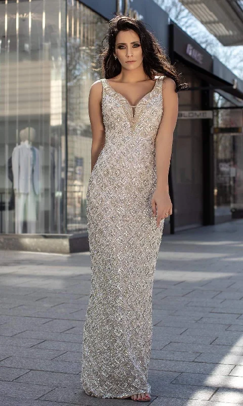 Chic and Holland - HF1544 Embellished Deep V-Neck Junior Prom Dress One-shoulder unclassified dresses