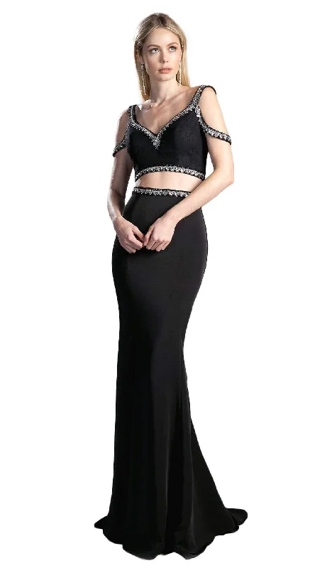 Cinderella Divine - Bejeweled Two Piece V-neck Fitted Dress Gothic unclassified dresses