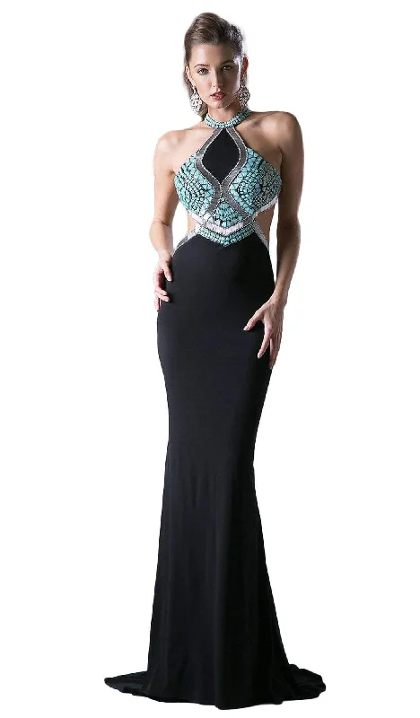 Cinderella Divine - Sleeveless Embellished Halter  Sheath Dress Formal unclassified dresses